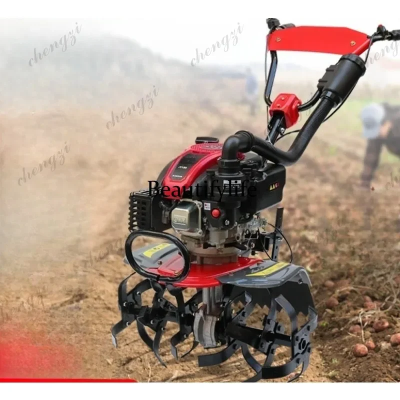 ASMT Imported small multi-functional micro-tillage machine four-stroke loosening soil ditching plowing