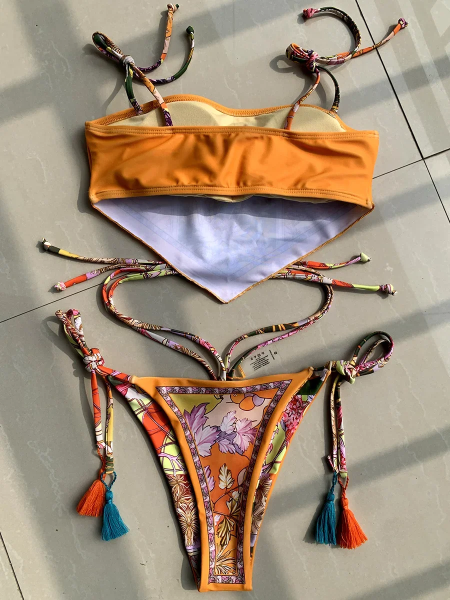 Top corto stampato Bikini Donna Bikini a fascia 2025 Costumi da bagno Costume da bagno femminile Bikini a due pezzi Costume da bagno Swim Beach Wear