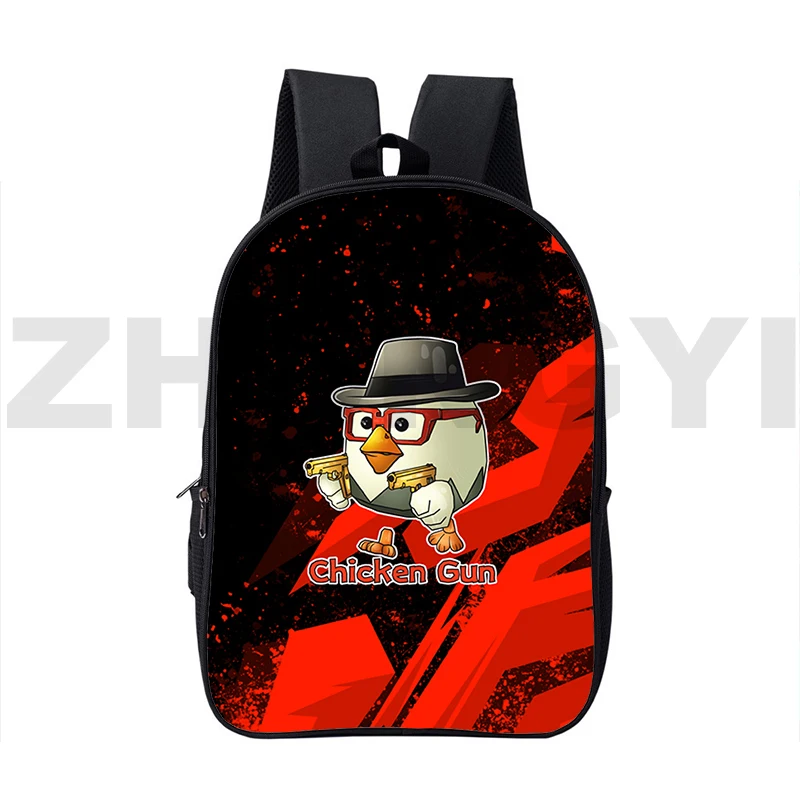 16 Inch Big Anime Chicken Gun 3D School Back Pack for Boys Merch Portable Travel Leisure Mochila Quality Nylon Students Bookbag