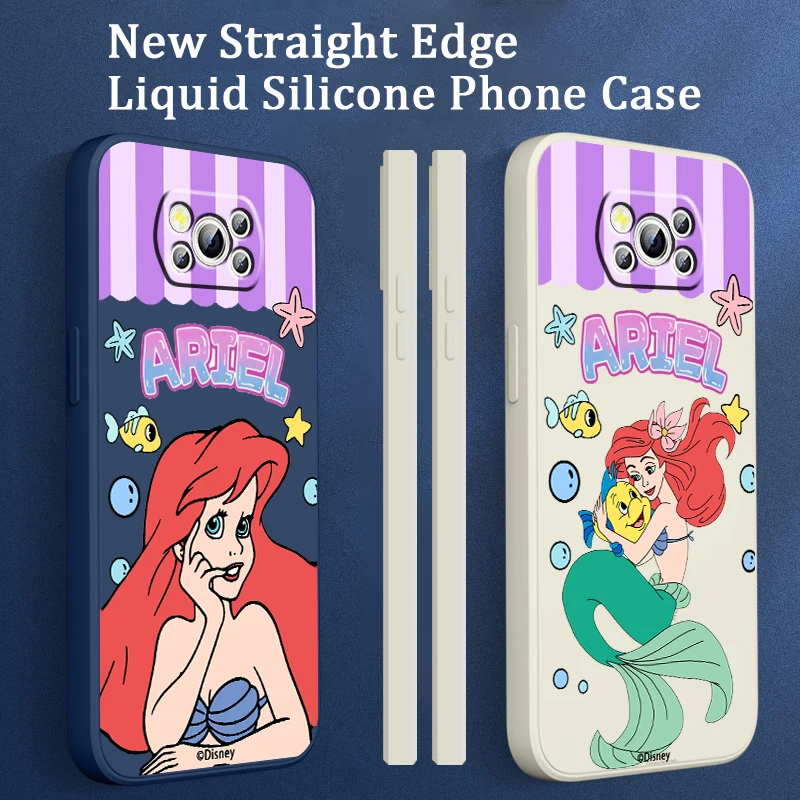 

Princess Little Mermaid Ariel Disney Liquid Left Rope For Xiaomi Mi Poco X5 X4 X3 M6 M5 M5S M4 M3 F5 F4 F3 C55 C40 Pro 5G TPU
