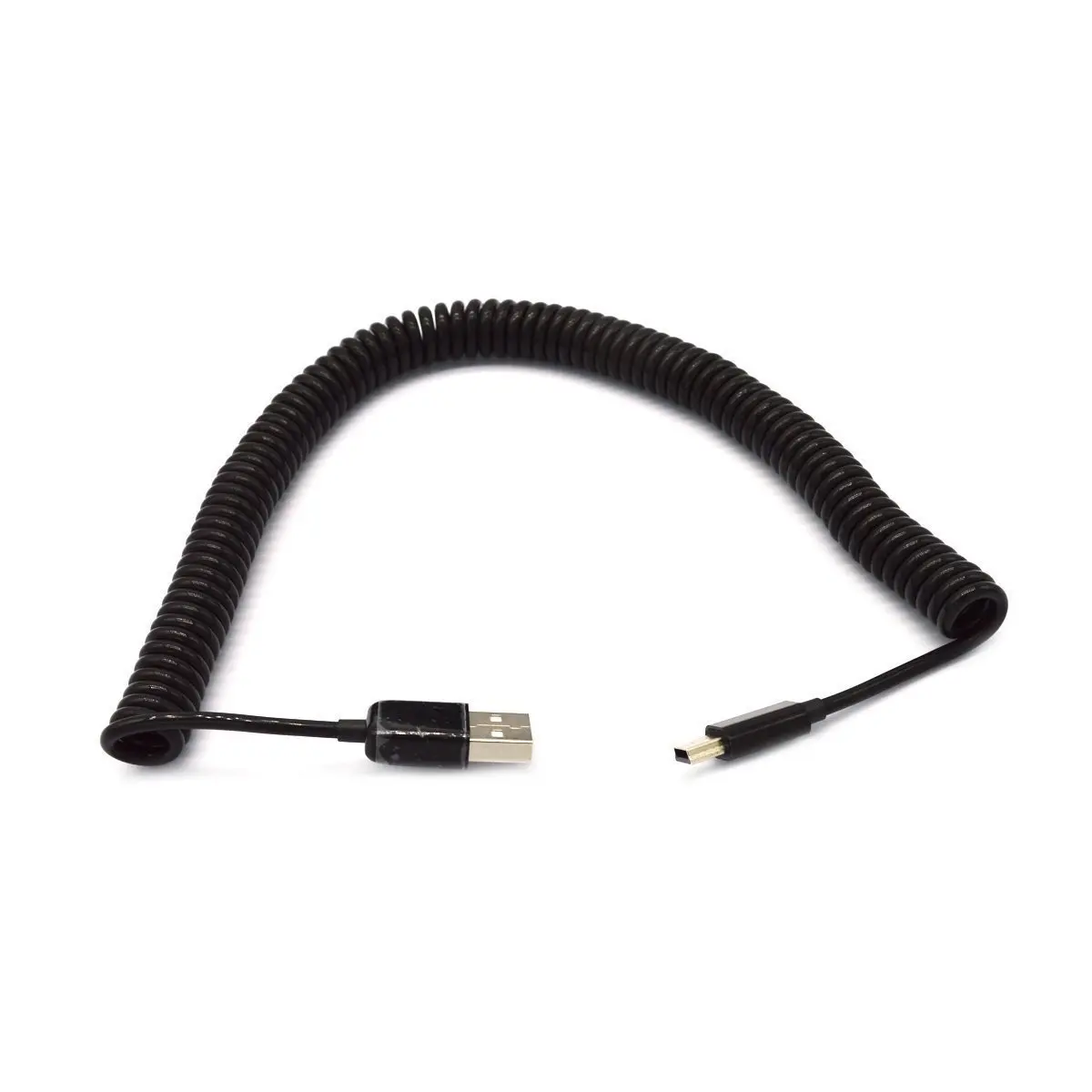 10Ft Spiral Coiled USB MINI 5 Pin  Male to USB 2.0 A male Cable