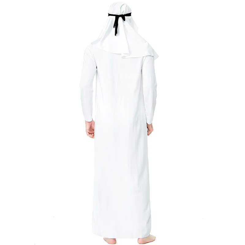 Medio oriente uomini adulti arabo arabo Costume da sceicco abito bianco carnevale di Halloween abito arabo capo principe Costume Cosplay 2024