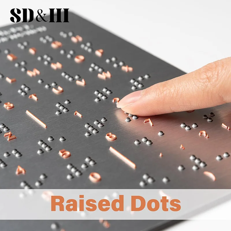 Braille Alphabet And Numbers Learning Tool - Durable Metal Tactile Bump Reading Floor-Mounted Eco-Friendly Lightweight