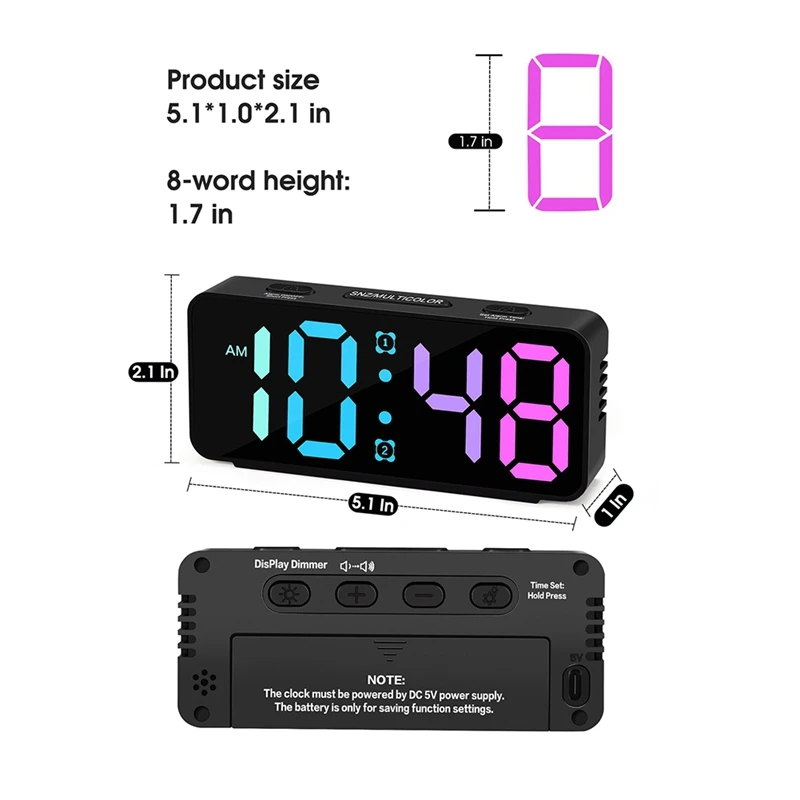 Small Loud Alarm Clock for Heavy Sleepers Adults,Compact Travel Clocks for Bedrooms Bedside,Ok to Wake for Kids,Teens