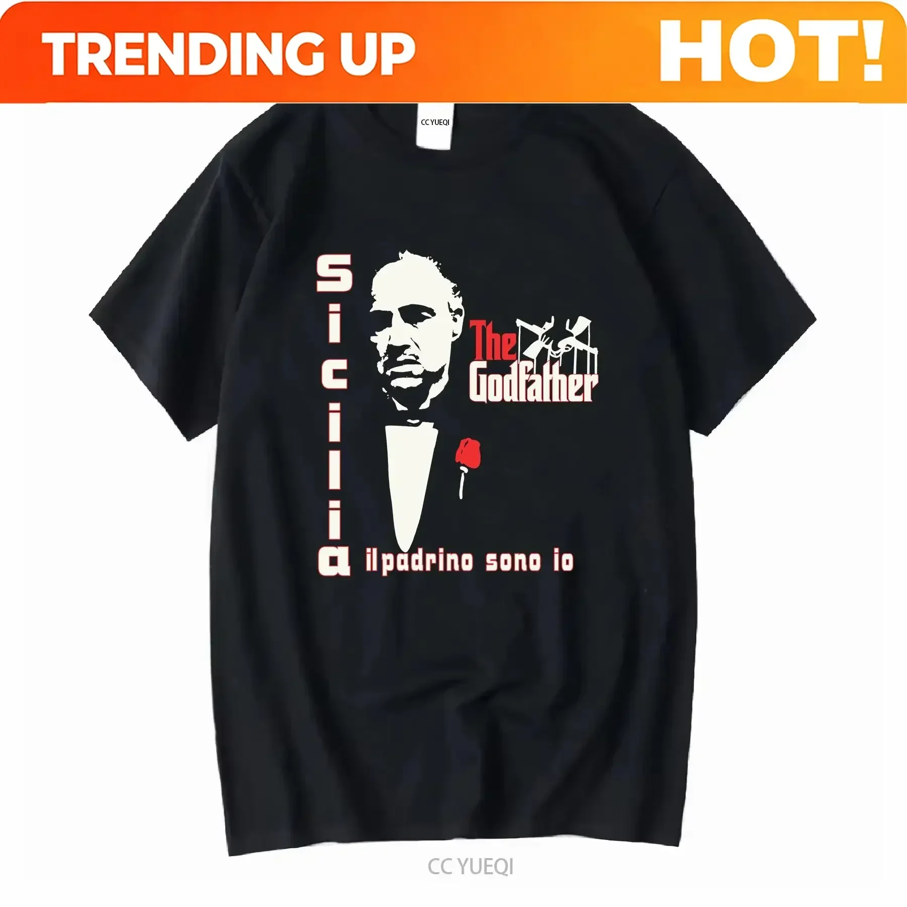 Customization Shirt The Godfather Sicilia Il Padrino Sona Ia Movie T Shirt Size XXL Black Crewneck Vintage Washed Stylish Unisex
