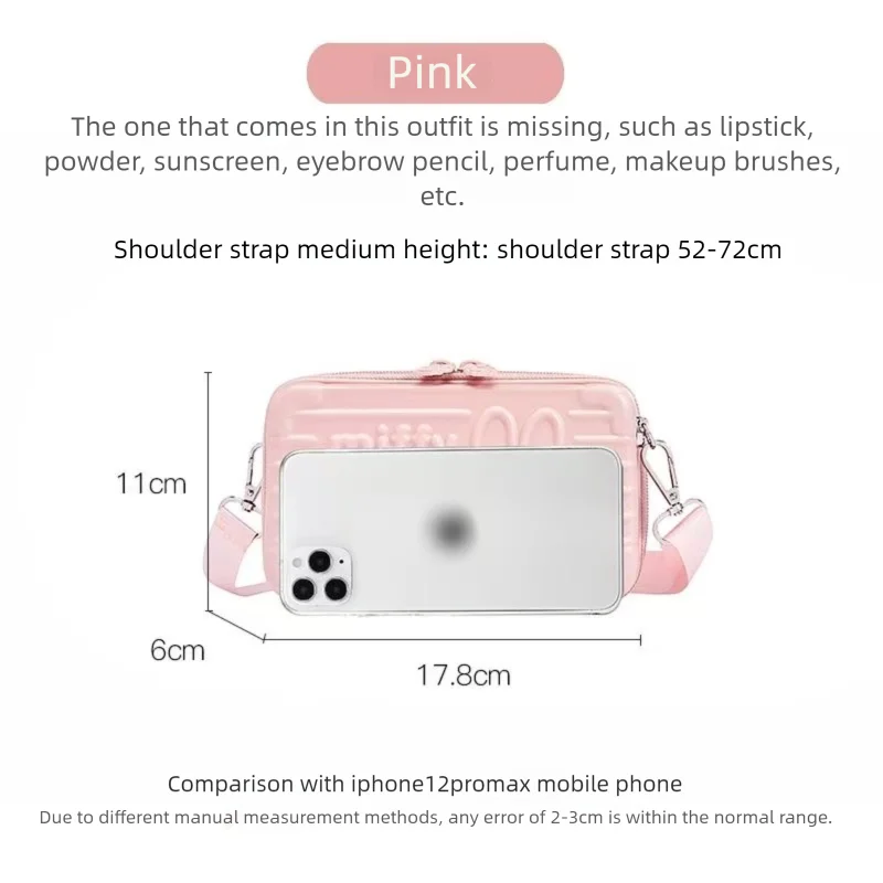 

Kawaii Miffy Rabbit Makeup Bag Cartoon Miffy Crossbody Bag Cute Girl Travel Shoulder Bag Versatile Macaron Color Scheme