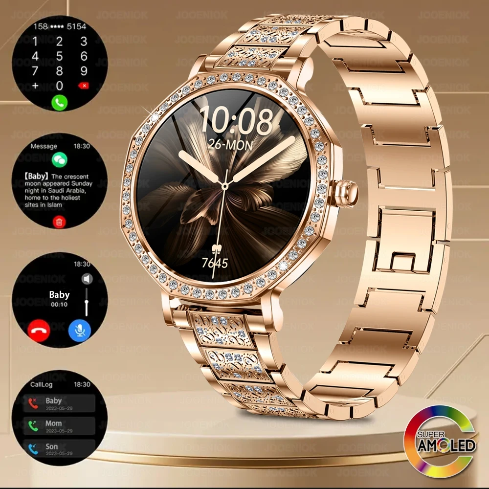 

2025 New Ultra-Thin Smart Watch Women AMOLED 466*466 HD Display Bluetooth Calling Always-On Display (AOD) Smartwatch For Xiaomi