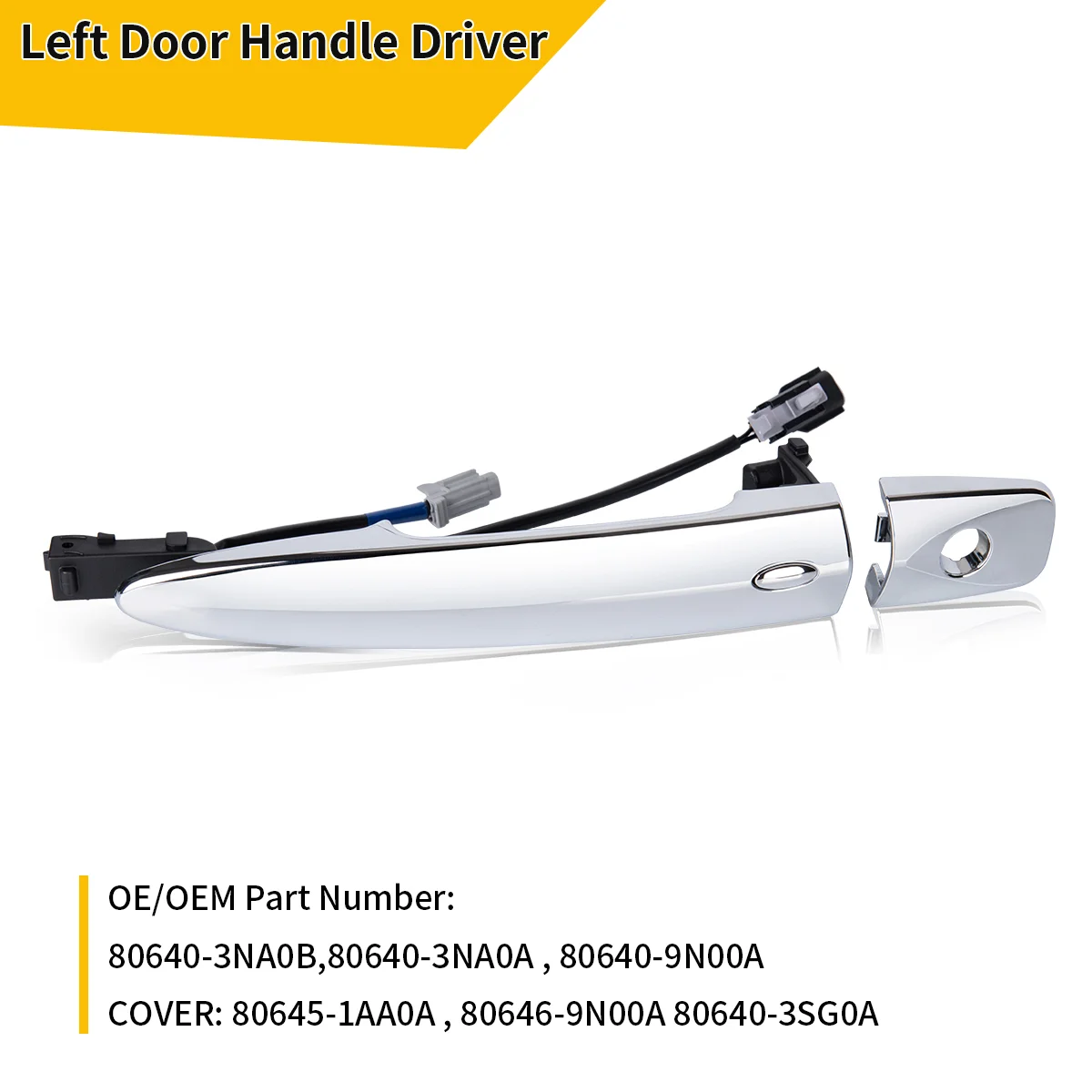 Left Front Door Handle Smart Keyless Entry for Nissan Leaf Maxima Sentra 2009-2018 80645-1AA0A Exterior Handle Chrome