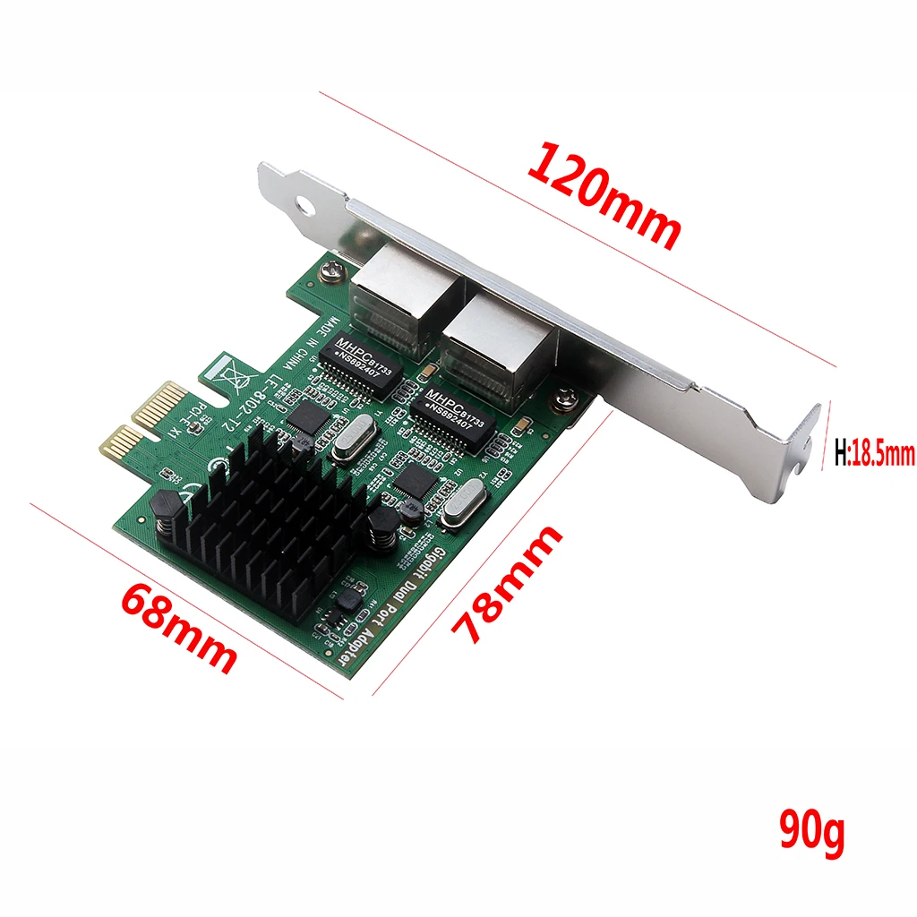 10/100/1000Mbps PCIE x1 Network Card 2x RJ45 Port 1G NIC PCI-E Lan Gigabit Ethernet Server Adapter lightning protection 2-8111G