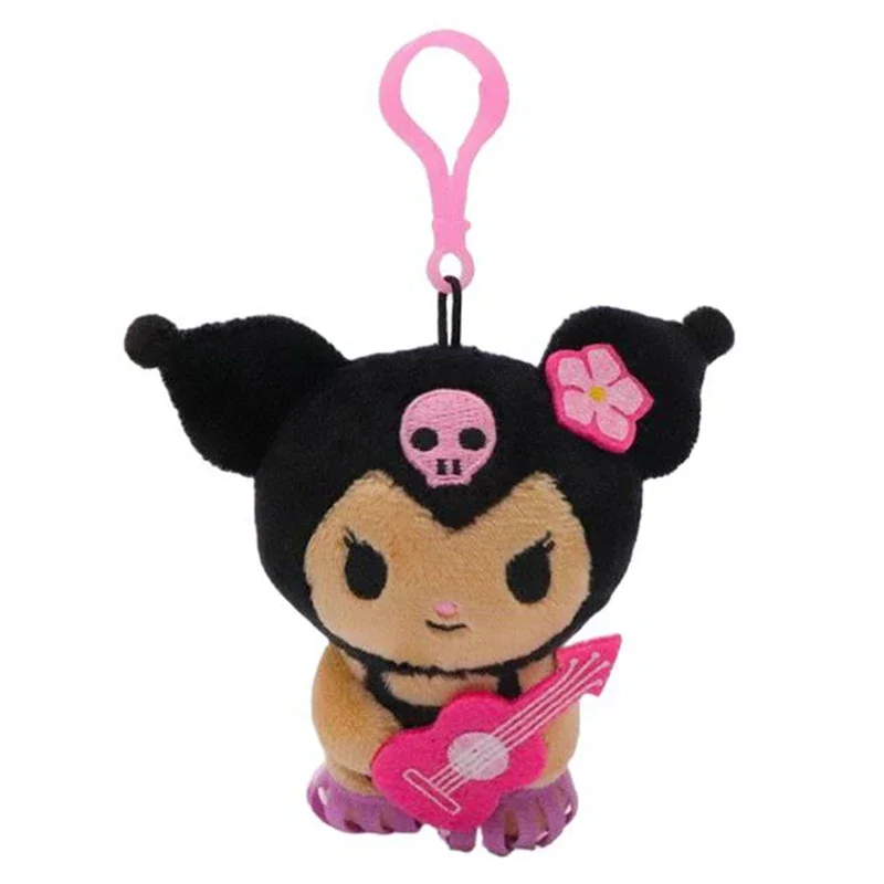 16cm Anime Sanrio Hello Kitty Kuromi pluszowe lalki wypełnione brelok ciemna skóra hawajska seria kreskówka pluszowe torba na zabawki zawieszki Charms