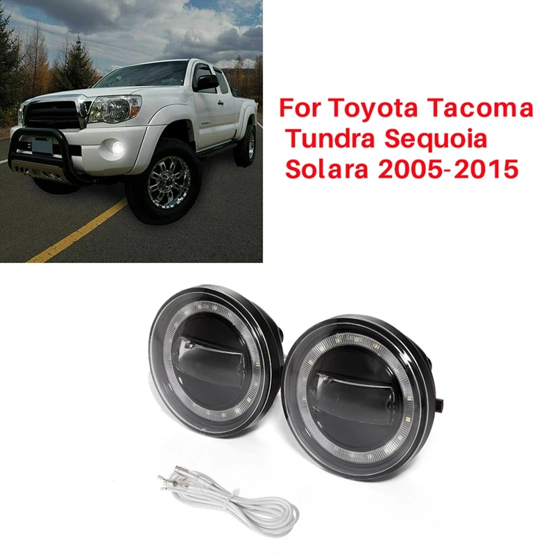 

1Pair Front Bumper LED Fog Lights For Toyota Tacoma Sequoia Solara 2005-2015 Daytime Running Lamp With DRL Wiring Parts