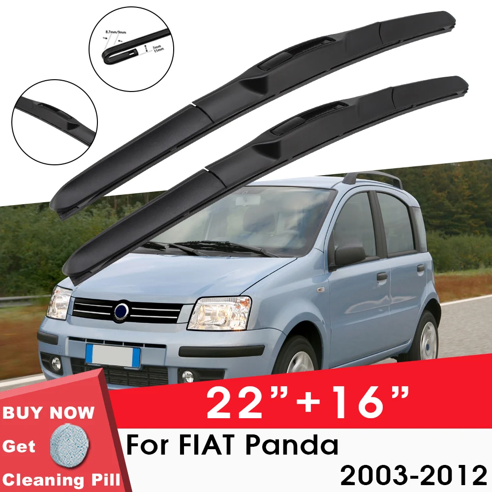 

Car Wiper Blade Front Window Windshield Rubber Silicon Refill Wipers For Fiat Panda 2003-2012 LHD RHD 22"+16" Car Accessories