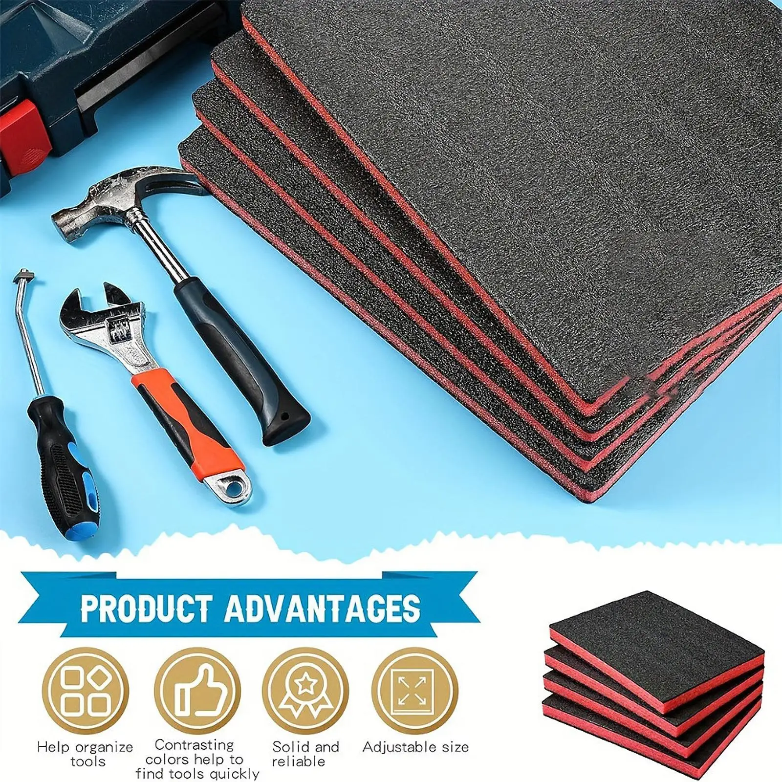 Toolbox Organizer EPE Foam Insert Customizable Layered Liner for Plastic Parts Box and Suitcase