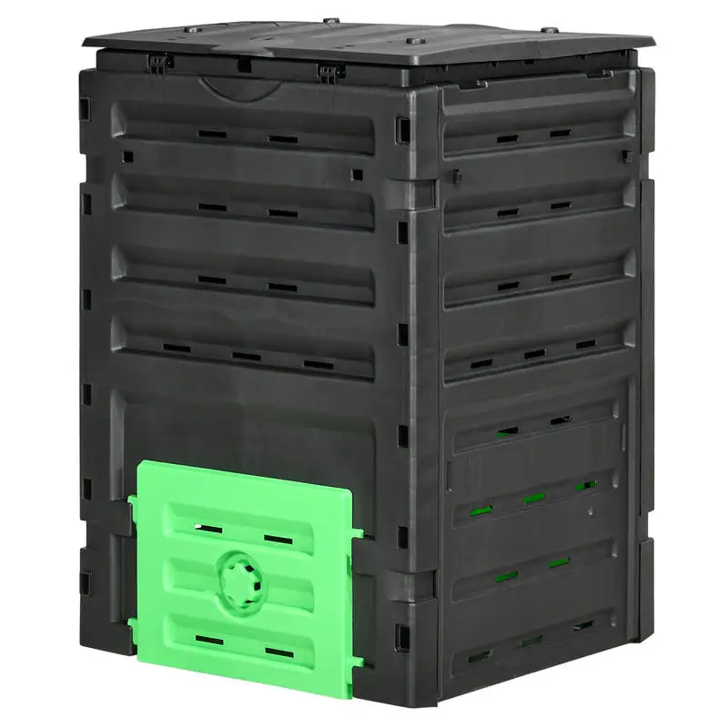 

Outsunny Garden Compost Bin, 120 Gallon (450L) Garden Composter, BPA Free, with 80 Vents and 2 Sliding Doors, Lightweight & Sturdy, Fast Creation of Fertile Soil, Black