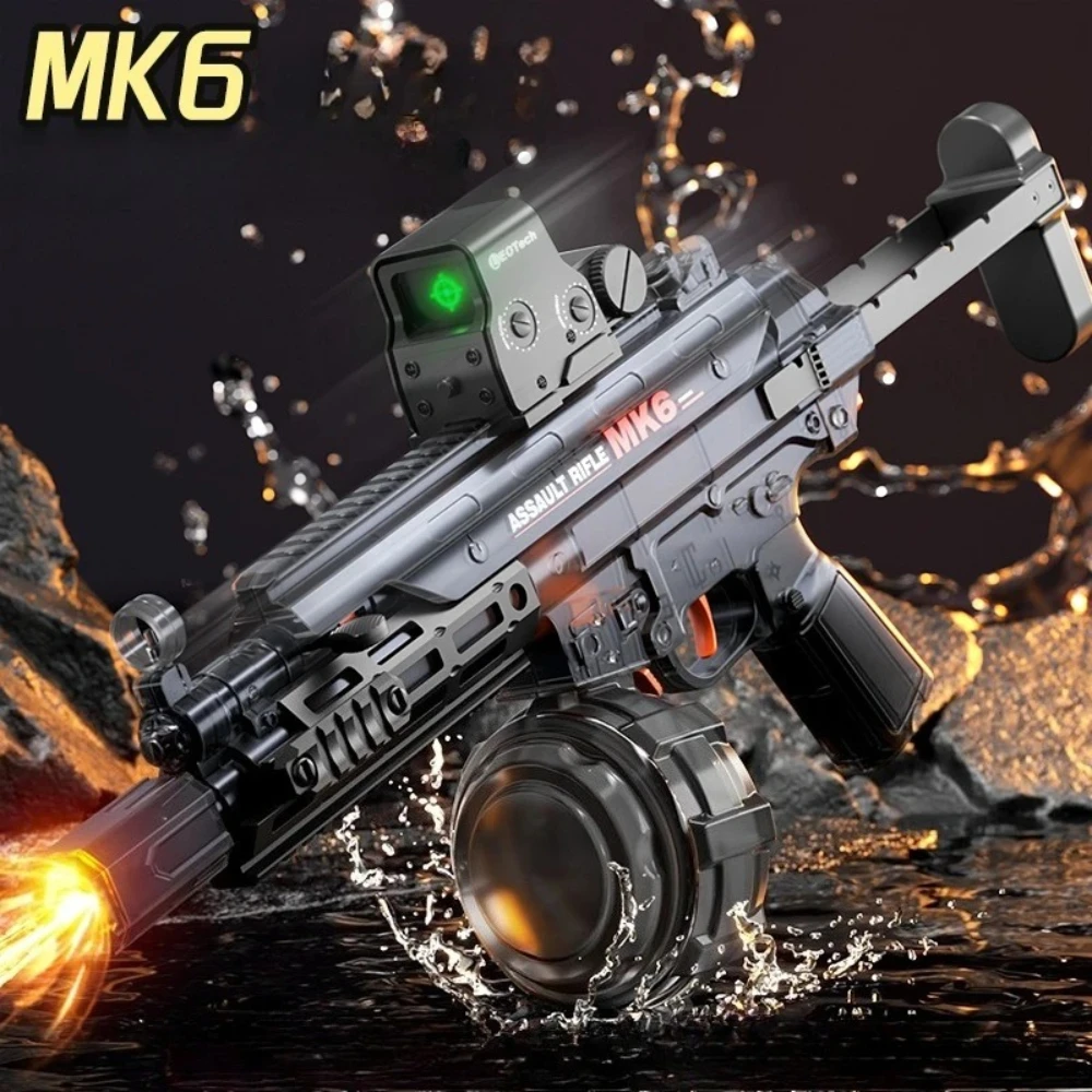 New MK6 Electric Water Gun High Speed Automatic Fire Spray Water Gun with Dazzling Flames Best Selling Water Gun