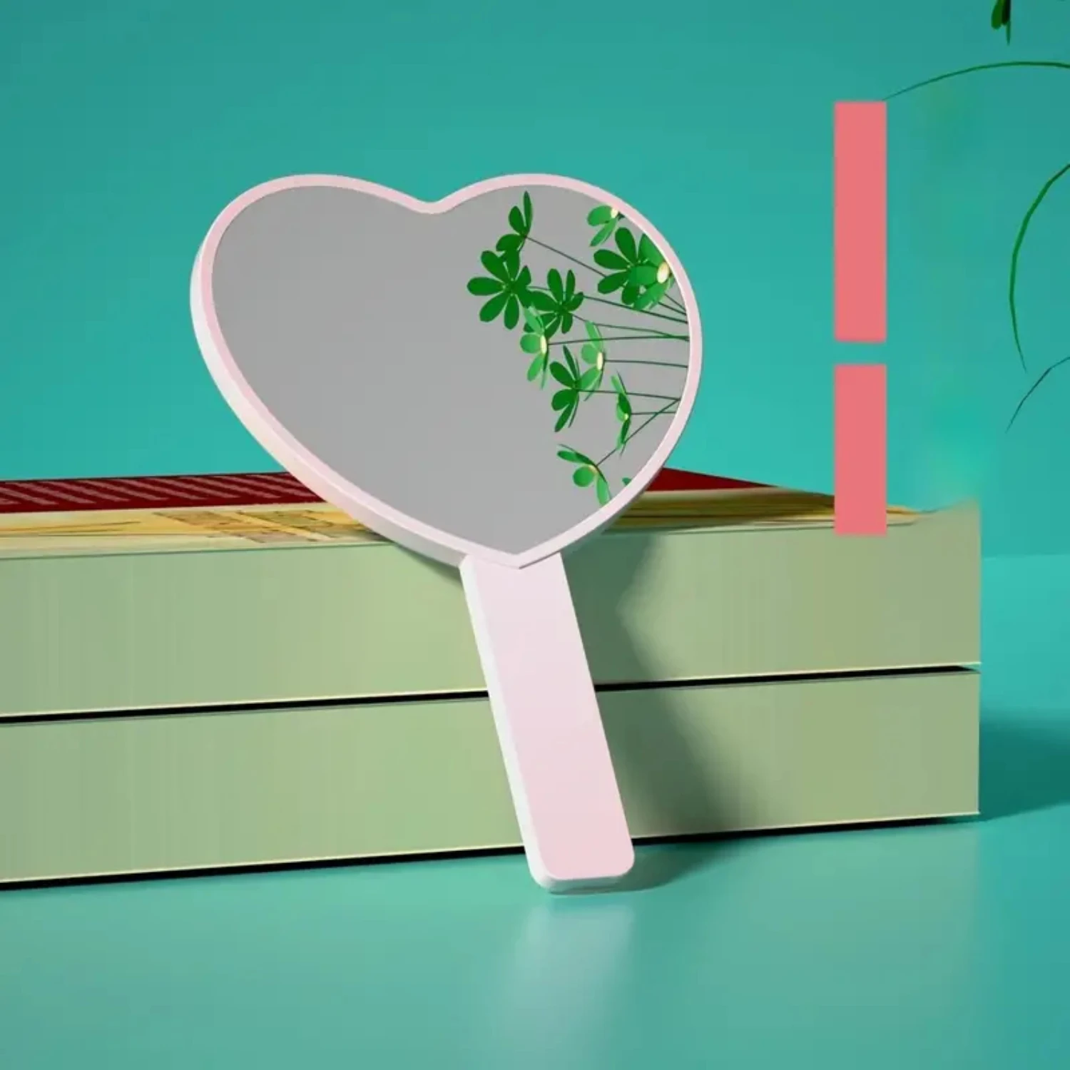 여행용 휴대용 하트 모양 화장 거울 - 손잡이가 있는 휴대용 및 경량 화장 거울 - 플라스틱 휴대용 화장 거울