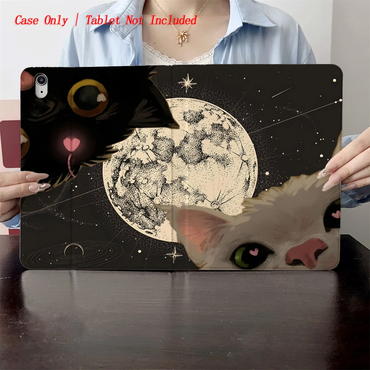 

2025 Cosmic Planet and Kitten Pattern - A case suitable for multiple Apple tablets such as iPad/iPad pro/iPad air