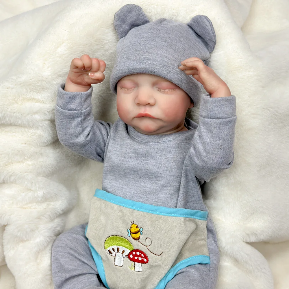 43 cm hoge realistische Levi herboren babypop, zachte en realistische vinylpop, verwisselbaar en wasbaar, handgemaakte 3D geverfde pop