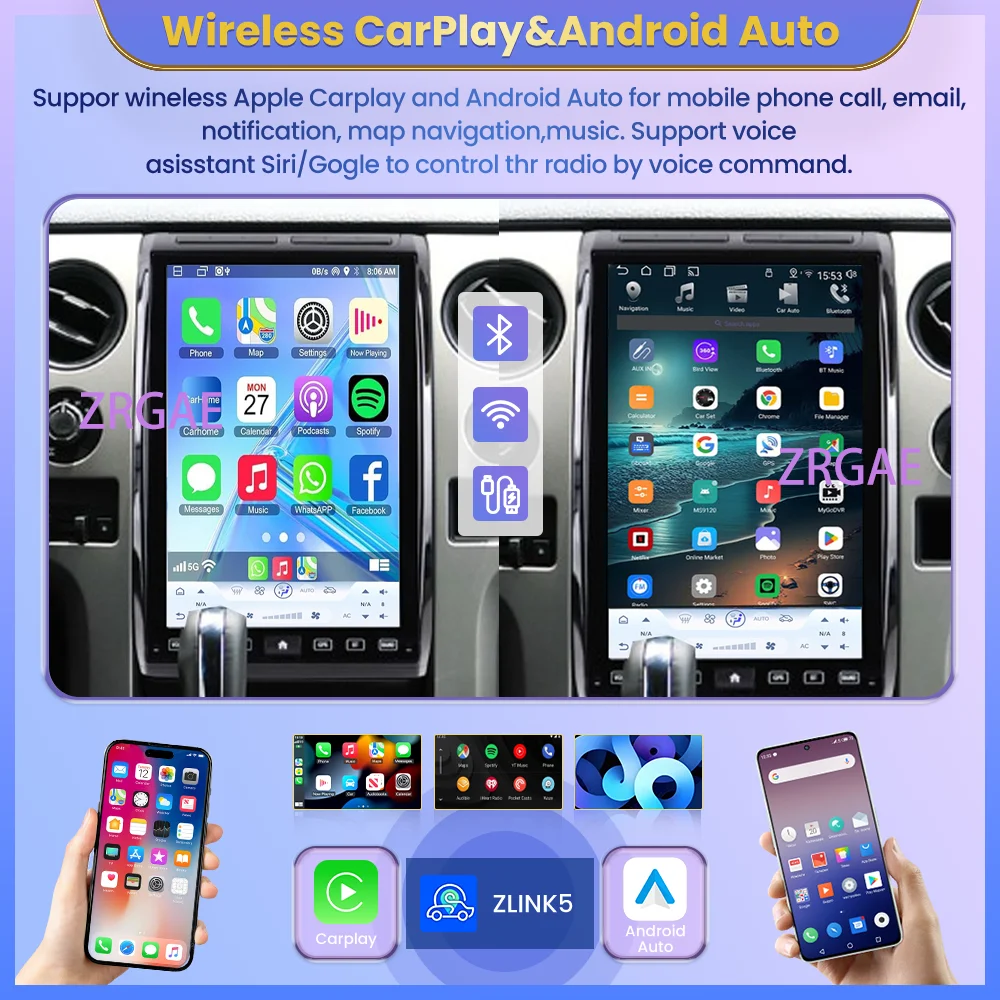 14.5 "Android15 Carplay اللاسلكية لفورد F150 رابتور 2009-2014 تسلا نمط سيارة لتحديد المواقع والملاحة مشغل وسائط متعددة 2.5kHeadunit HD #2