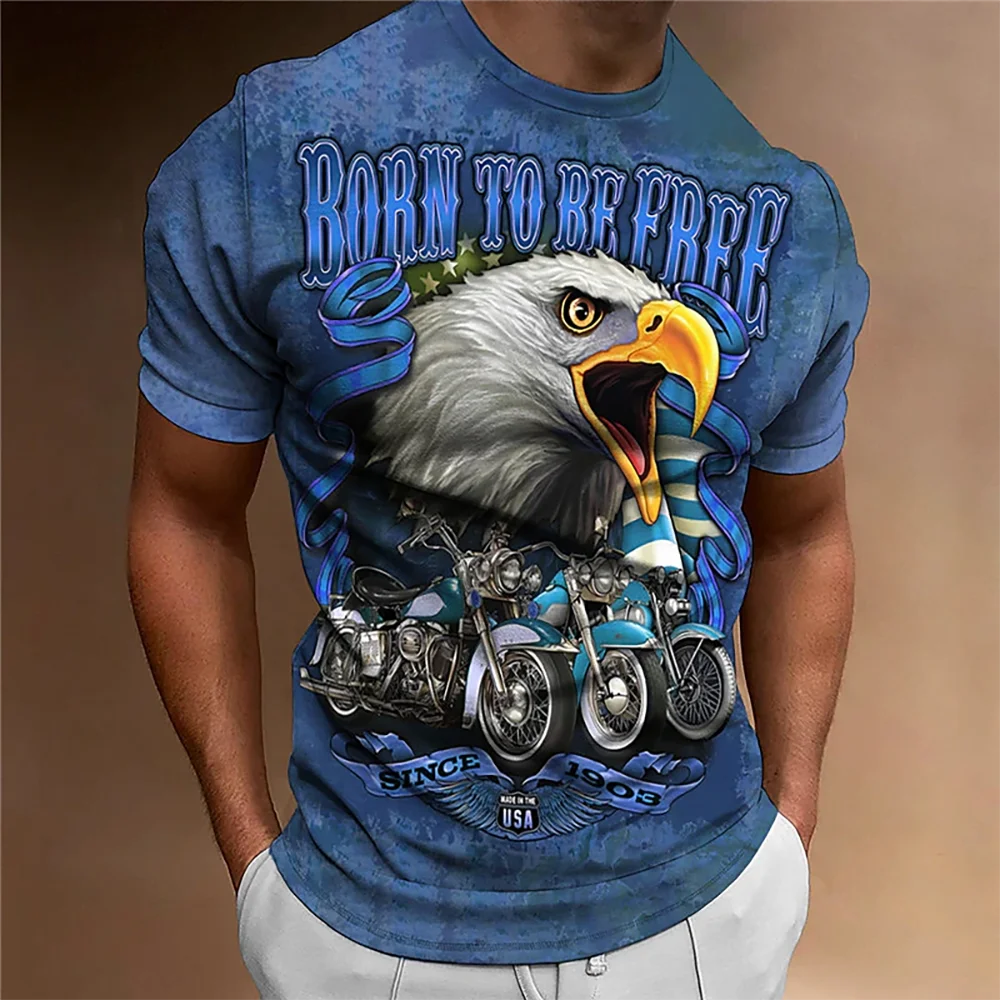 

Vintage Eagle Graphic T-shirt For Man Summer O Neck Biker Style Shirt Oversized Casual Short Sleeve Tops Male Hipster Sweatshirt