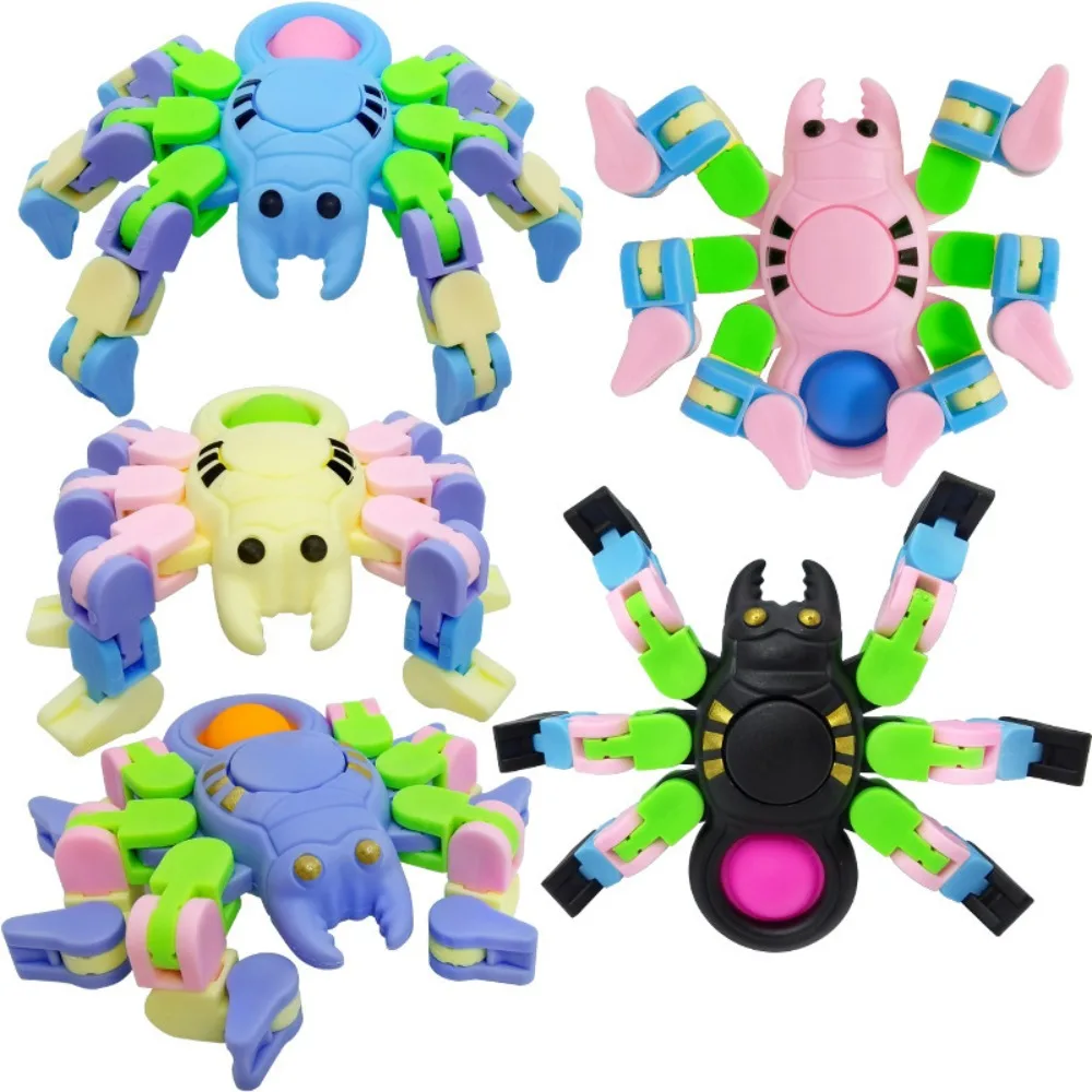 10pcs/set Transformable Chain Mechanical Chain Fidgets Gyroscopes Cartoon Animals Transform Wacky Track Spinner
