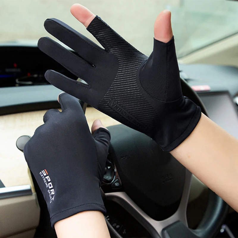 Ice Silk Halffinger Cycling Anti Slip Gloves for Men and Women Summer Outdoor Sports Fitness Driving Fishing Highelastic