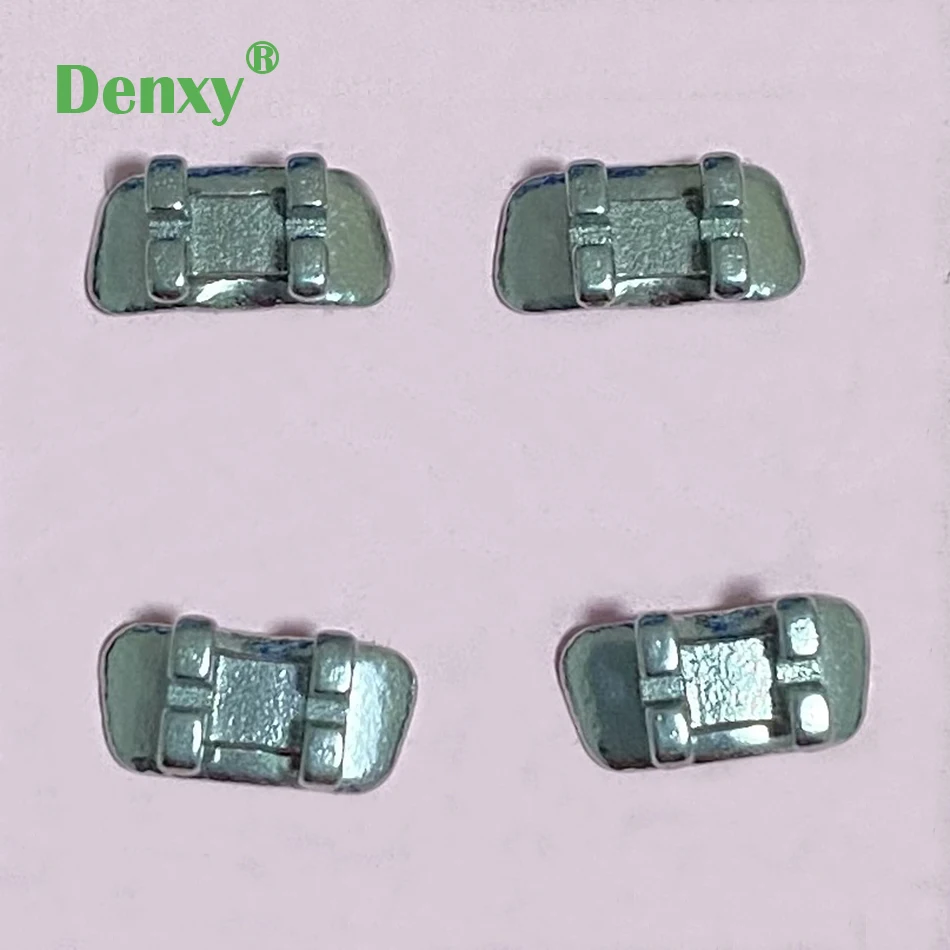 DENXY 100 Stück/25 Set Zahnärztliche Kieferorthopädische Brackets für den 1. Molar, klebbare Mesh-Basis Metallbrackets für den 6. Zahn, kieferorthopädische Zahnspange – Detail 6