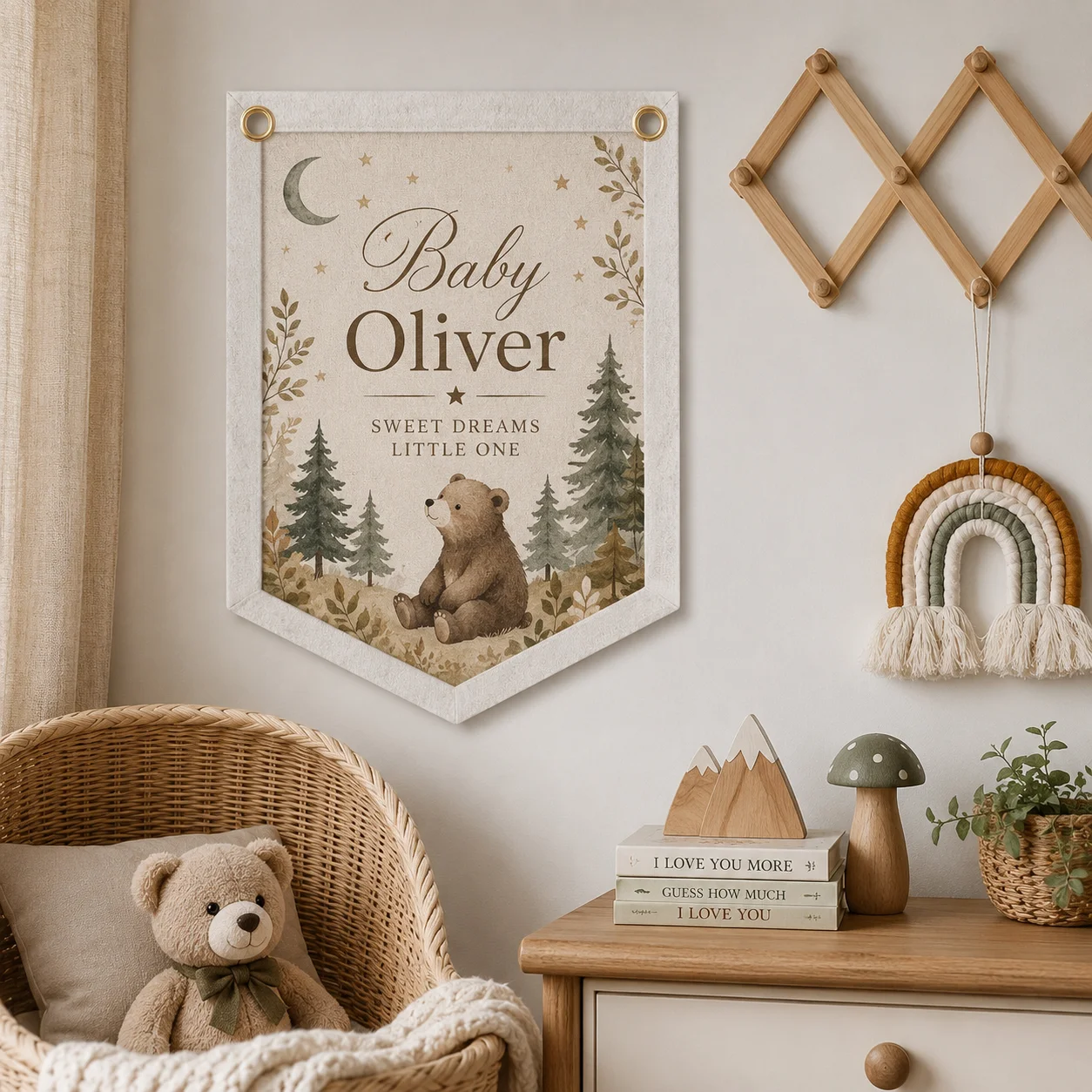 Baby Nursery Forest Theme - Custom Felt Banner Hanging Garland Personalized