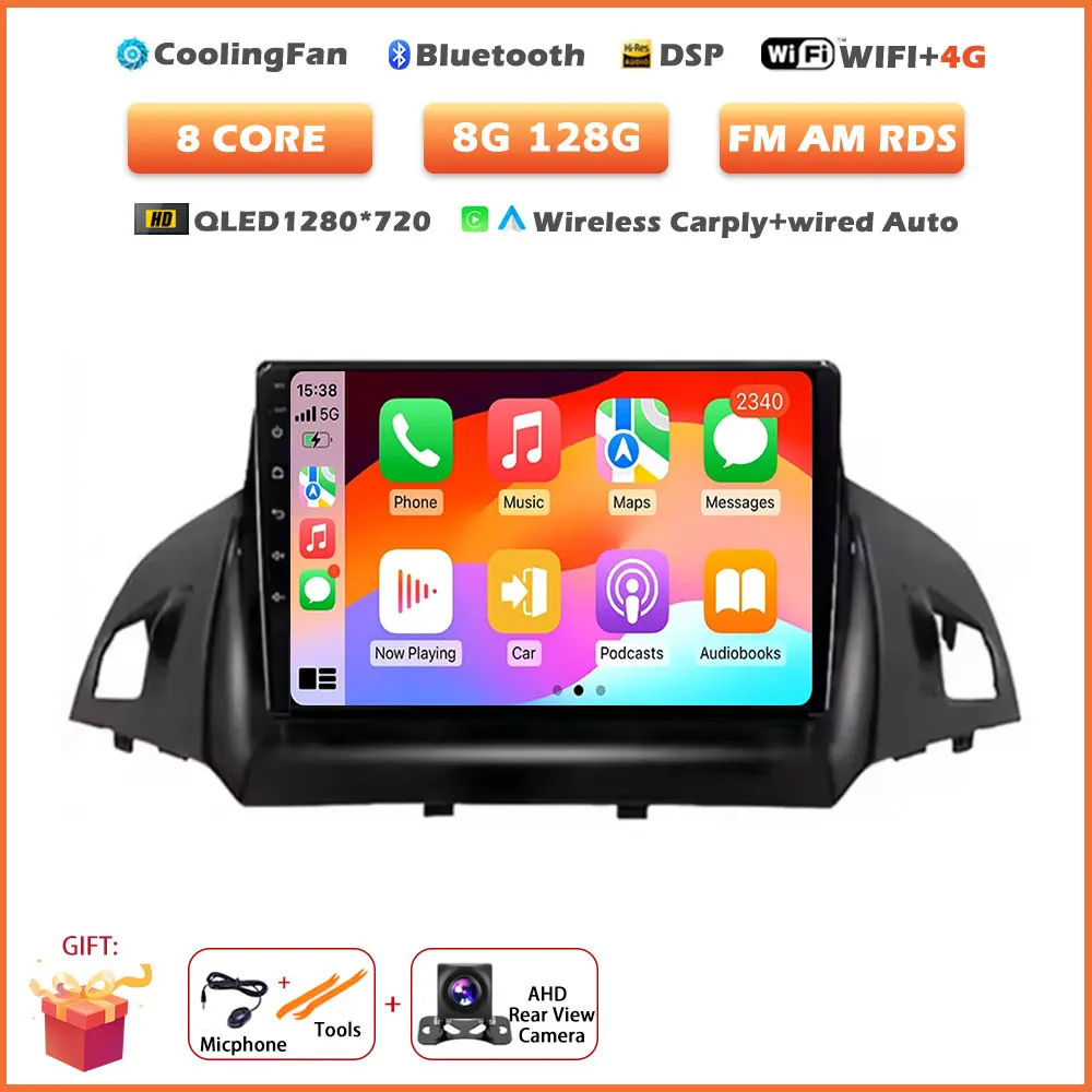 Voor Ford C-MAX Kuga 2 Escape 3 2012-2019 Android 16 Auto autoradio draadloze Carplay GPS navigatie scherm stereo video tools BT