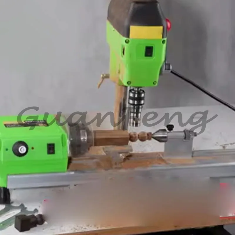 480W Variable Speed Mini Benchtop Woodworking Lathe, 220V Miniature Woodworking Rotary Tool Set for Beading, Turning