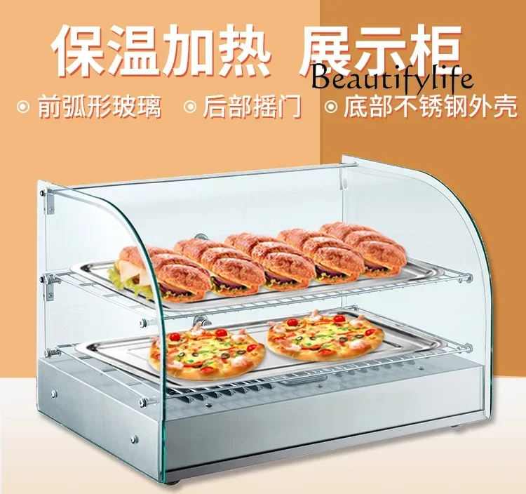 Desktop glass cooked food display cabinet curved small thermal insulation cabinet