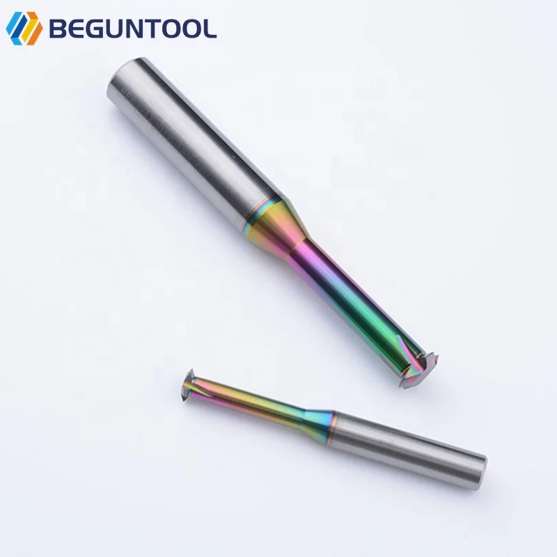 CNC 60 درجة أسنان واحدة DLC سبعة ألوان الألومنيوم متري واحد الناي الصلبة كربيد الموضوع قاطعة المطحنة أدوات الطحن