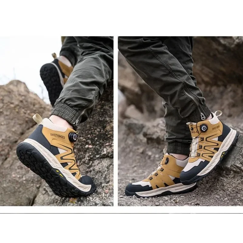 New Rotating Button Lazy Shoes, Wear-resistant and Anti Slip Steel Toe Cap, Anti Smashing and Anti Piercing Safety Shoes Durable