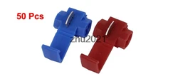 50 Pcs Car Red Blue Splitter Button Clip Wire Quick Connector for 2.5mm2 Cable