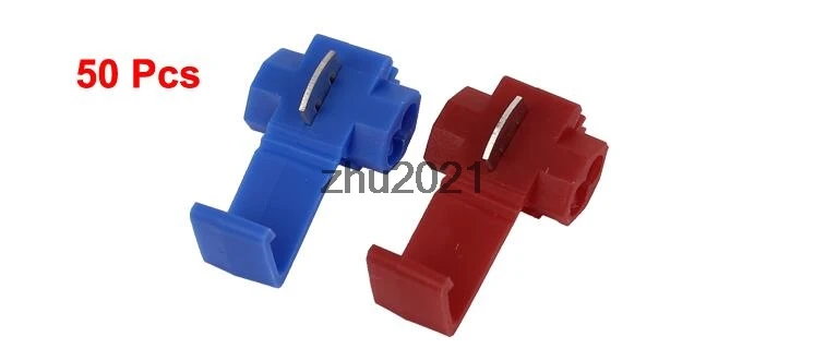 50 Pcs Car Red Blue Splitter Button Clip Wire Quick Connector for 2.5mm2 Cable
