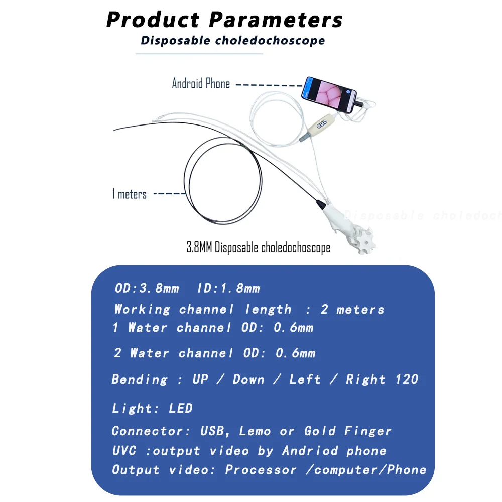3,8 мм 400X400p Ercp Scope одноразовый холодоскоп одноразовый гибкий эндоскоп ветеринарный медицинский для телефона и ПК