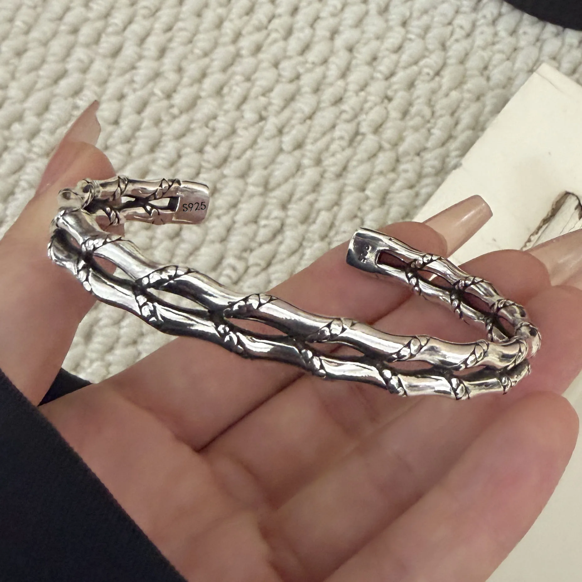925 Sterling Silver Bracelets for Women Men String Accessories Trendy Vintage Double Layered Flower Pendant Party Jewelry Gift