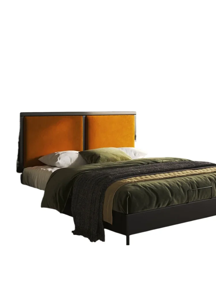 

Frosted velvet color, retro wind soft bed, modern simple master bedroom