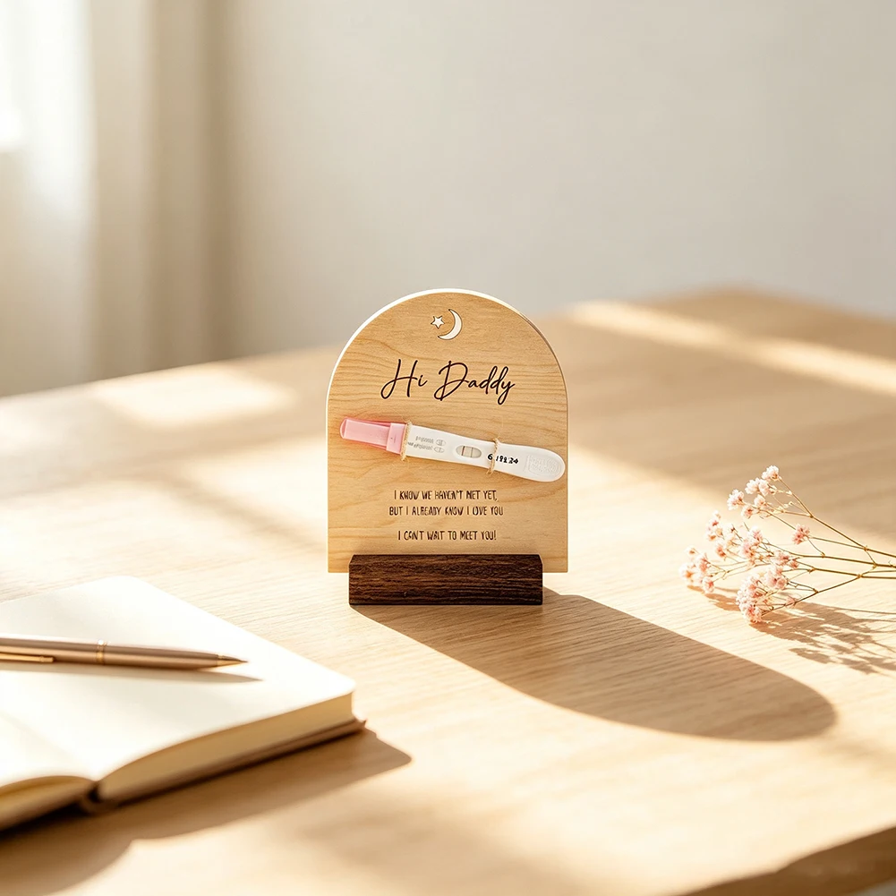 Wooden Pregnancy Announcement Sign Lasers Cut Picture Frame Tabletop Ornaments Photo Frames For First Time Mom Dad Gifts