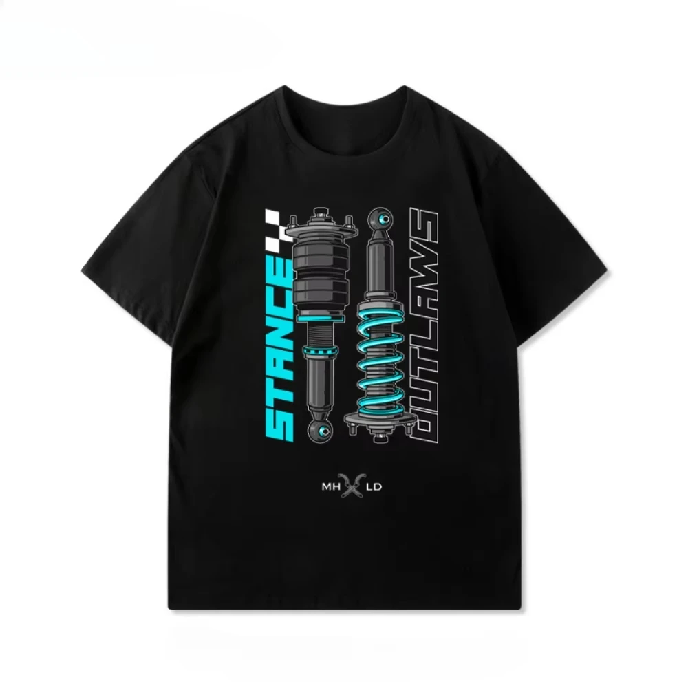 

2025 Modified Car Culture Shock-absorbing Car Friends Association Loose Short Sleeve Men and Women T-shirt Fashion Brand Summer