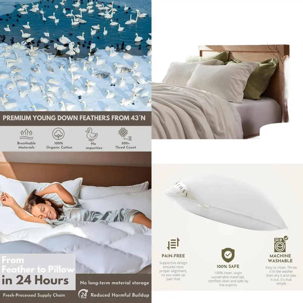 

Набор из 2 подушек стандартного размера с наполнителем из пуха и пера – качество отеля, 1000+ нитей, прочные, 20x30