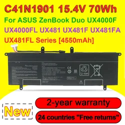 For ASUS ZenBook Duo UX4000F UX4000FL UX481 UX481F UX481FA UX481FL Series C41N1901 Laptop Battery 4ICP6/60/72 15.4V 70Wh 4550mAh
