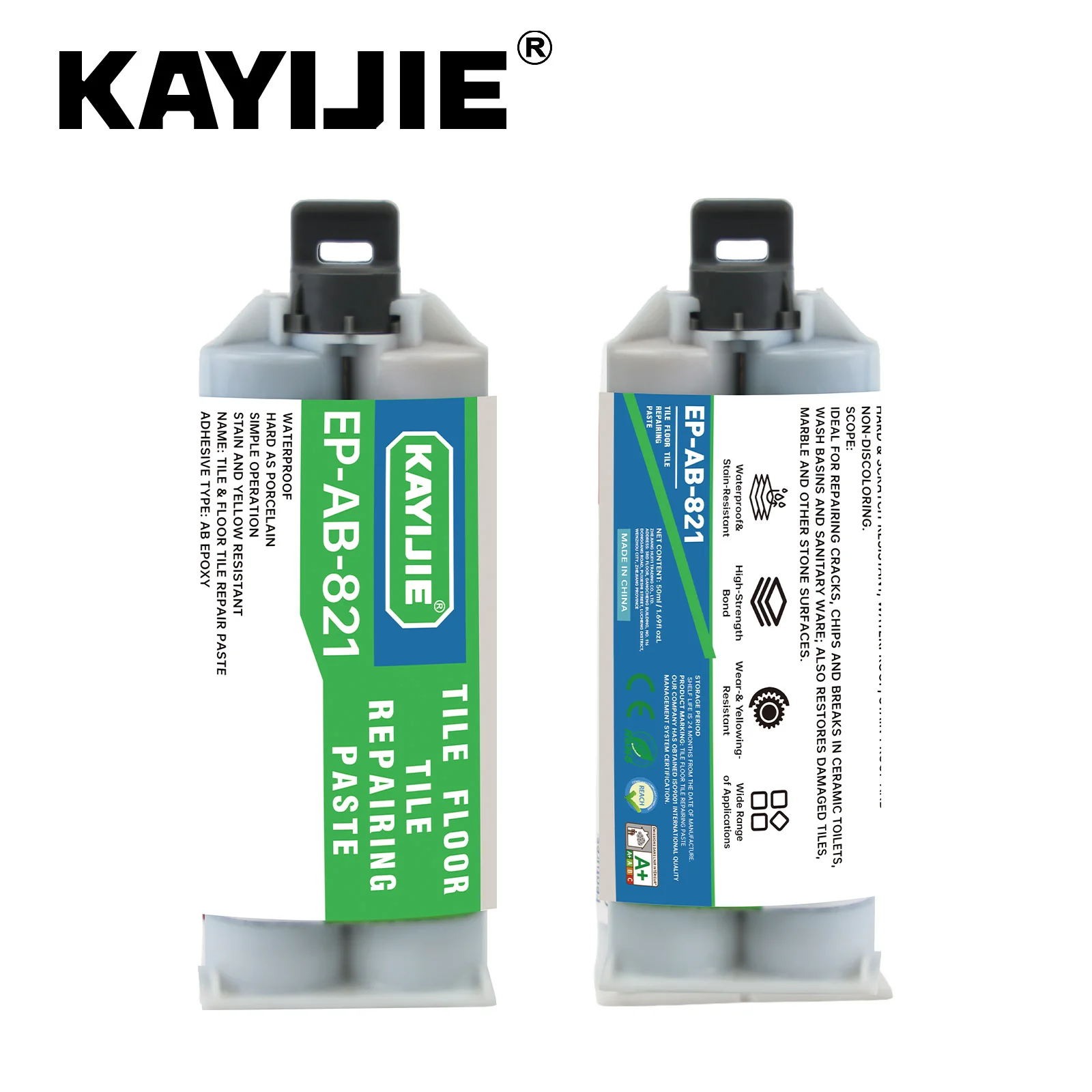 KAYIJIE EP-AB-821 Tile Marble Repair AB Epoxy, Seamless Crack & Pothole Filler for Ceramic Sink, Floor Tile & Bathroom Fixture