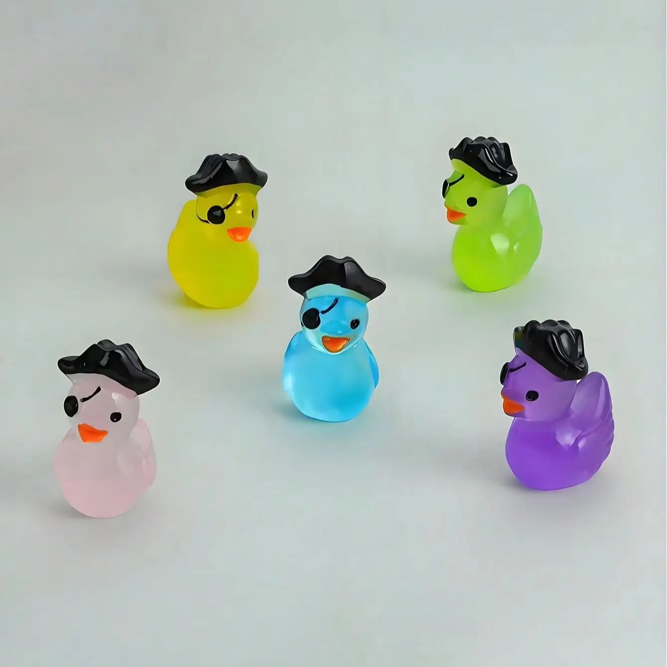 20PCS Mini Resin Pirate Duck Figurines Tiny Animal Ornaments DIY Fairy Garden Micro Landscape Decor Car Interior Accessories Oce