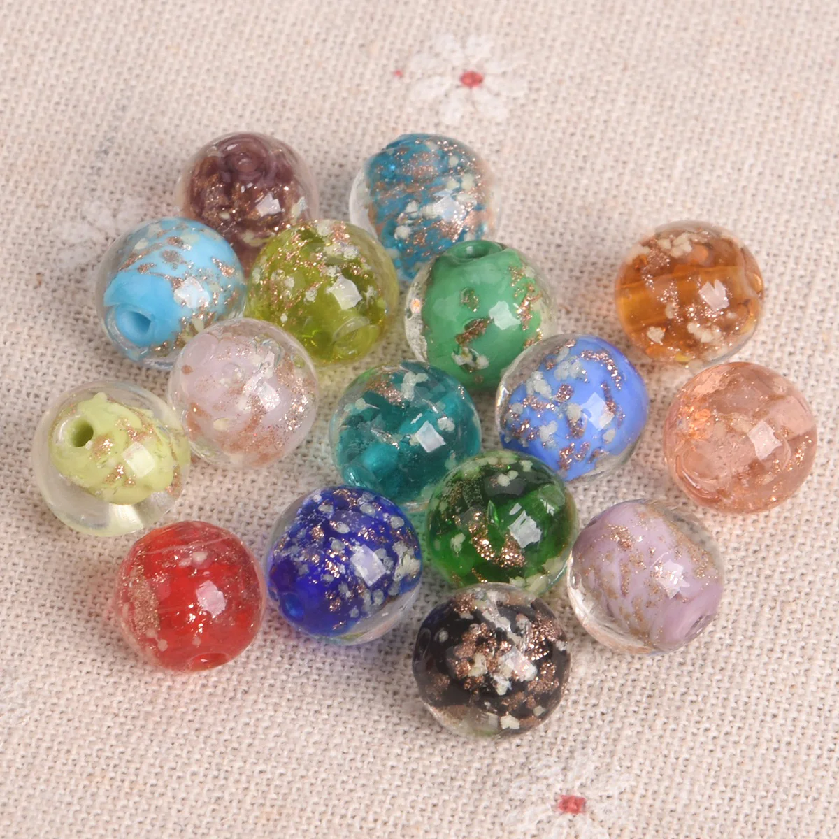 10pcs Round Luminous 6mm 8mm 10mm 12mm Handmade Lampwork Glass Loose Beads for Jewelry Making DIY Crafts Findings