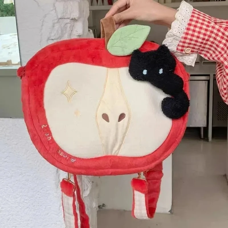 

Plush Apple School Bag NewTravel Mochila High Capacity Backpack Multi-function Bags for Woman Japanese Lovely Sac Femme