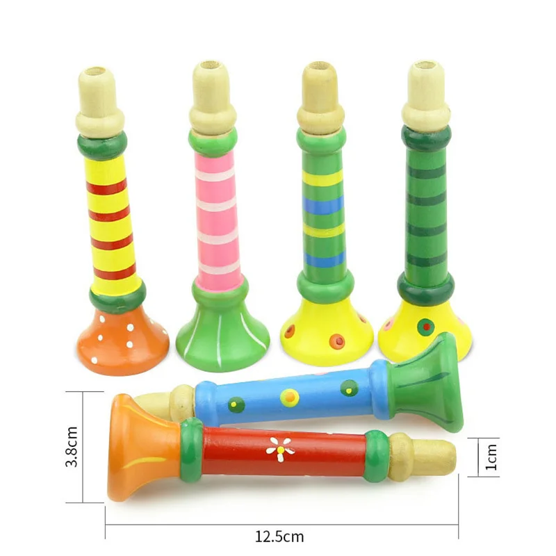 เด็กที่มีสีสันการพัฒนาทางปัญญา Vocal Novelty ของเล่นปริศนาไม้ Horn นกหวีดเครื่องดนตรีการฝึกอบรมความสนใจ