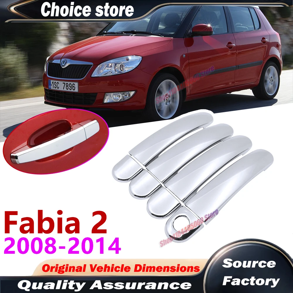 For Skoda Fabia 2 MK2 5J Hatch Wagon Comib 2008~2014 Car Door Handle Cover Trim Scratch Proof Set Chromium Styling Exterior Part