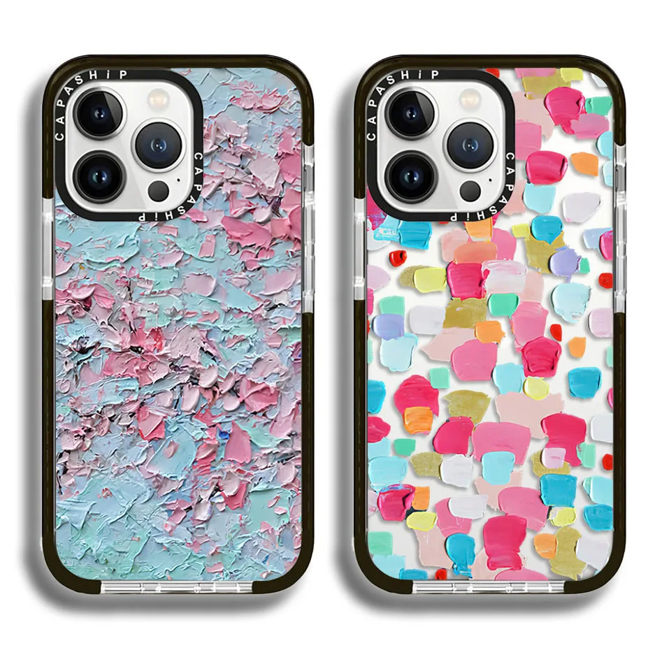 Oil Painting Hydrangea Petal Case For iPhone 15 14 13 12 11 Pro X XS XR Max 7 8 Plus SE 2020 2022 Soft TPU Shockproof Back Cover