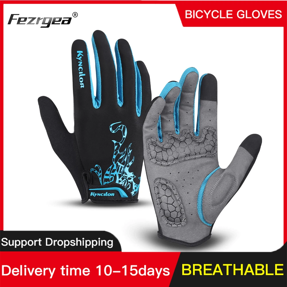 Long Finger Cycling Gloves Breathable Shock Absorption Men And Women Sports Fitness Spring And Summer Touch Screen Riding Gloves